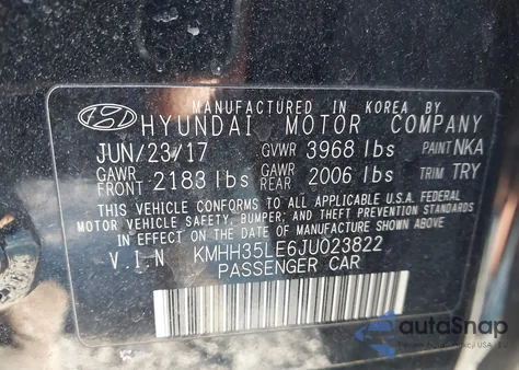 2018 Hyundai Elantra Gt из США, поврежденный, VIN KMHH35LE6JU023822